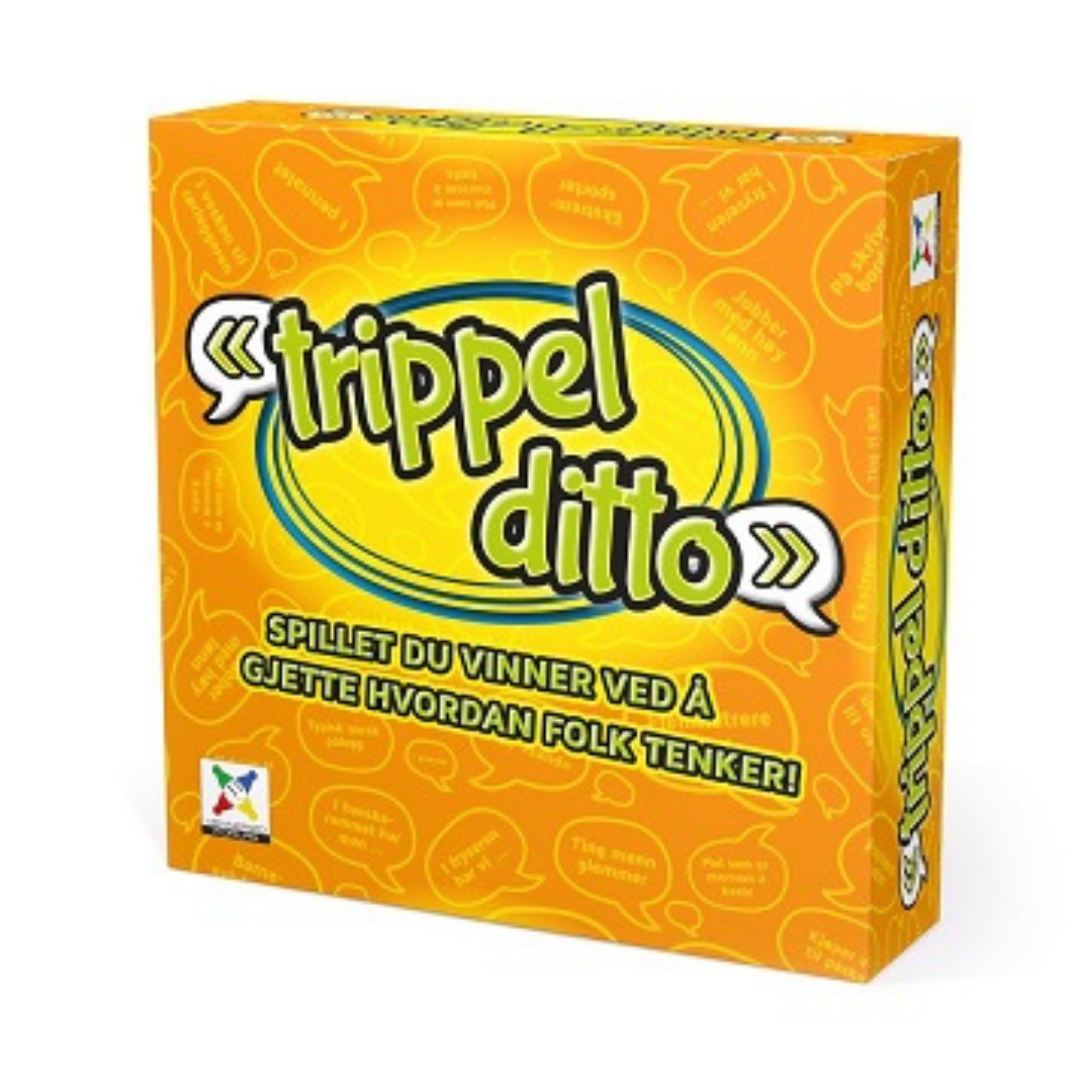 Trippel ditto oransje spilleske med motiv av mange snakkebobler